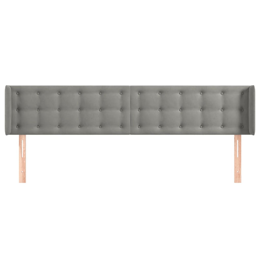 Hoofdbord Met Randen Fluweel 163 x 16 x 78/88 cm Lichtgrijs