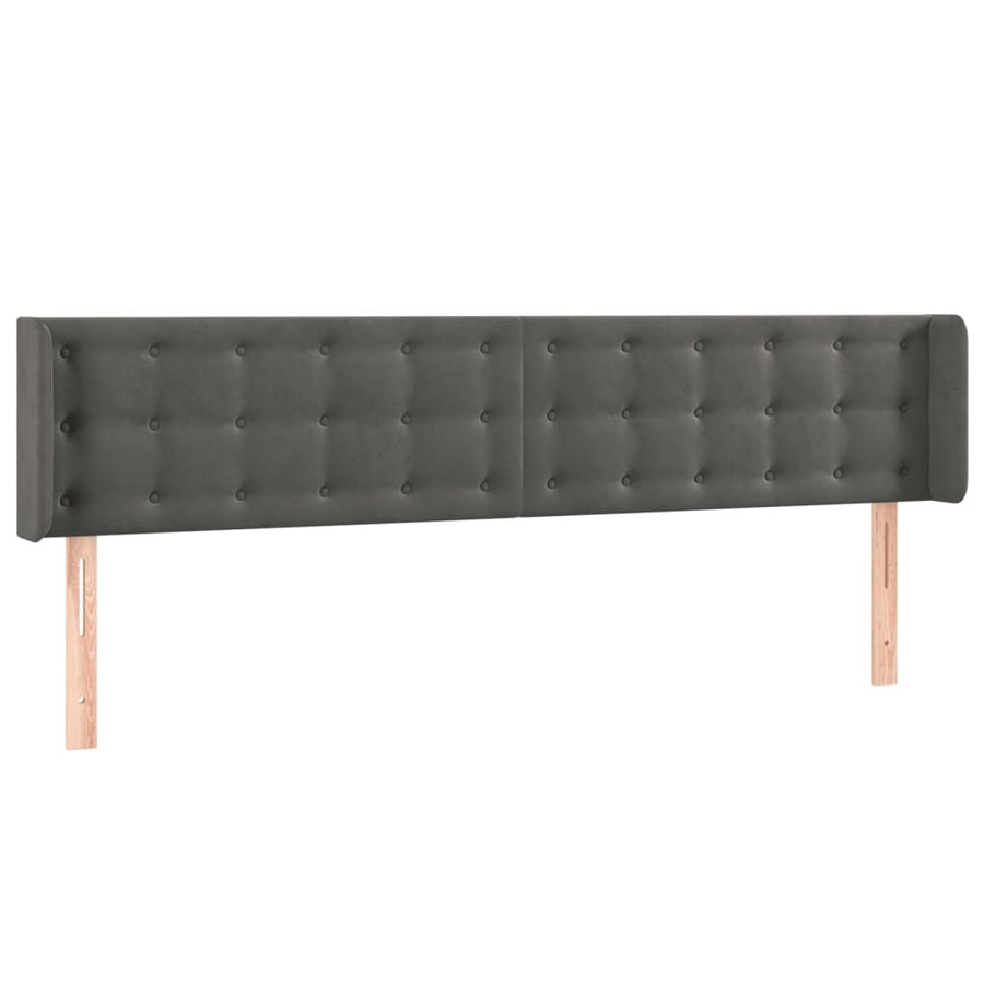 Hoofdbord Met Randen Fluweel 163 x 16 x 78/88 cm Donkergrijs