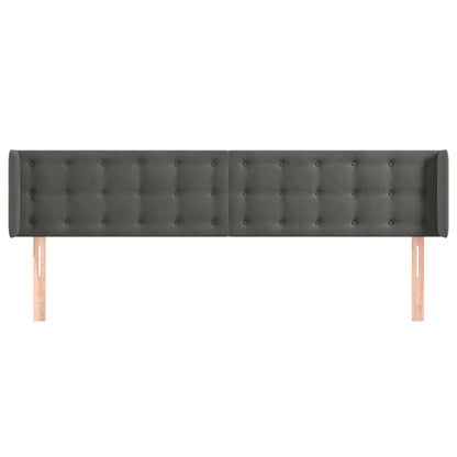 Hoofdbord Met Randen Fluweel 163 x 16 x 78/88 cm Donkergrijs