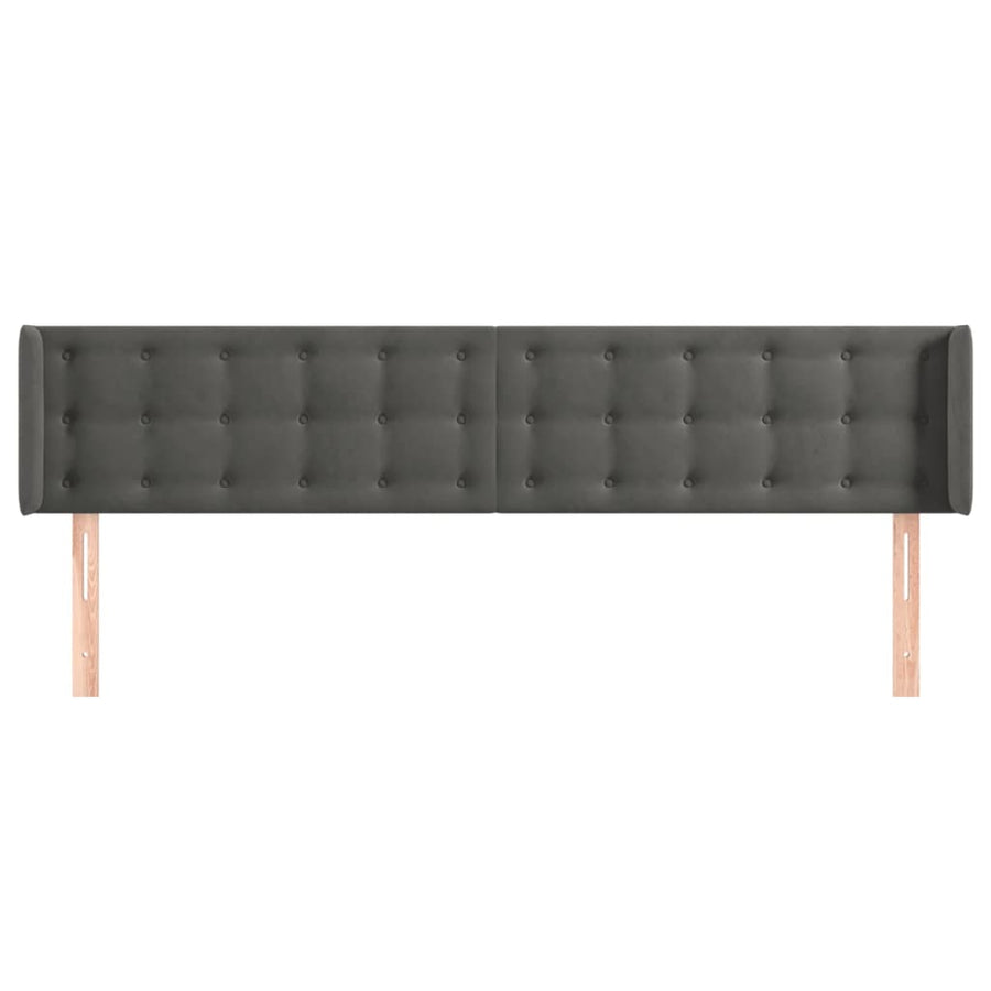 Hoofdbord Met Randen Fluweel 163 x 16 x 78/88 cm Donkergrijs