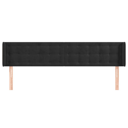 Hoofdbord Met Randen Fluweel 163 x 16 x 78/88 cm Zwart