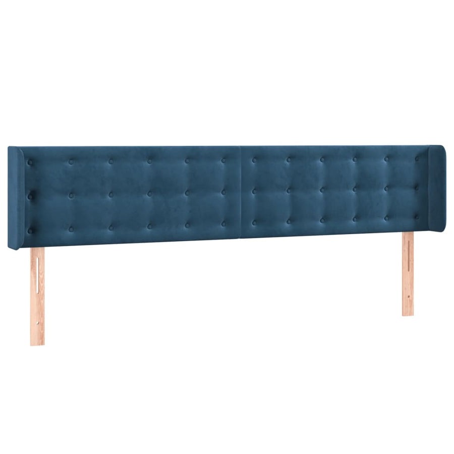 Hoofdbord Met Randen Fluweel 1 163 x 16 x 78/88 cm Donkerblauw