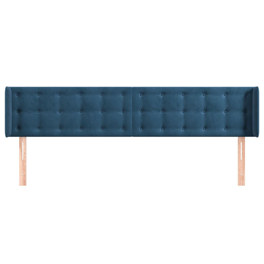 Hoofdbord Met Randen Fluweel 1 163 x 16 x 78/88 cm Donkerblauw