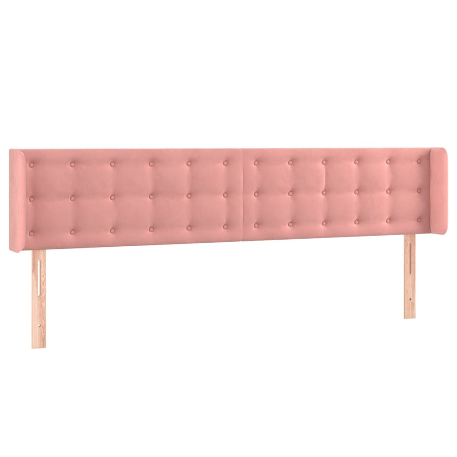 Hoofdbord Met Randen Fluweel 163 x 16 x 78/88 cm Roze