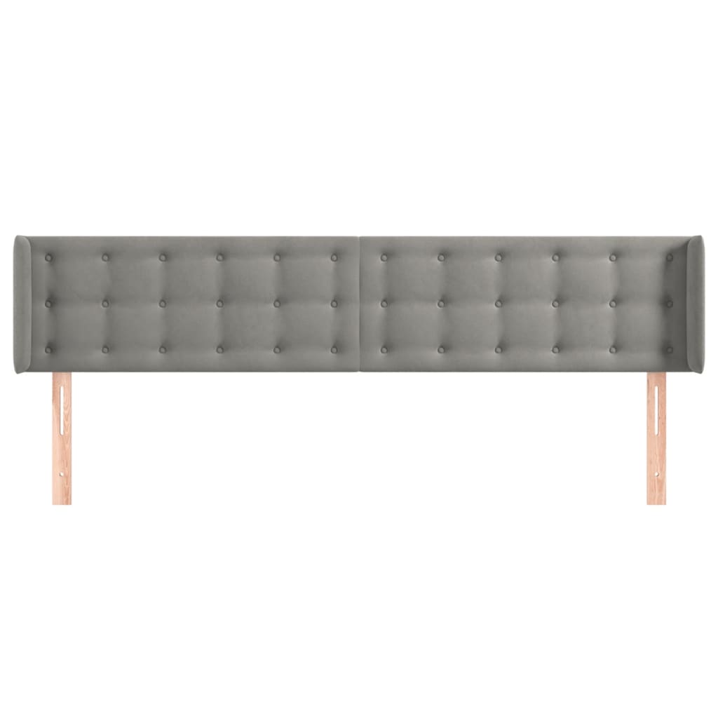 Hoofdbord Met Randen Fluweel 1 183 x 16 x 78/88 cm Lichtgrijs