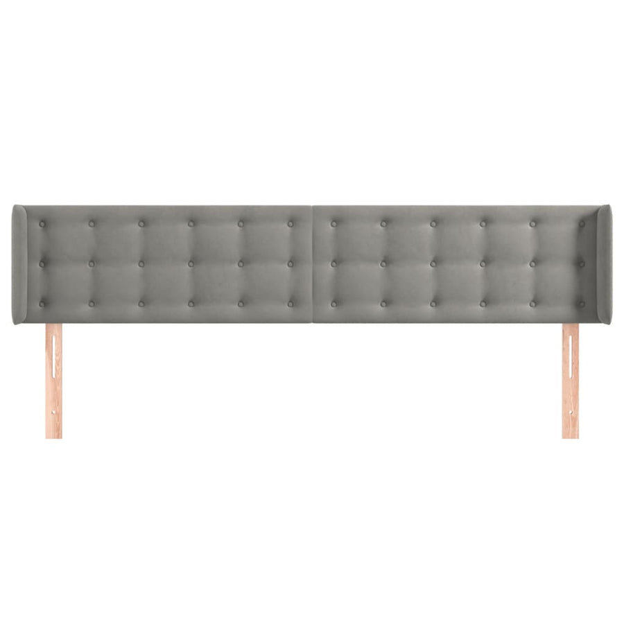 Hoofdbord Met Randen Fluweel 1 183 x 16 x 78/88 cm Lichtgrijs