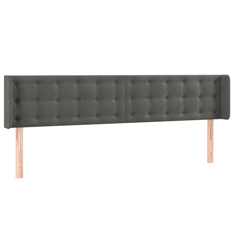 Hoofdbord Met Randen Fluweel 183 x 16 x 78/88 cm Donkergrijs