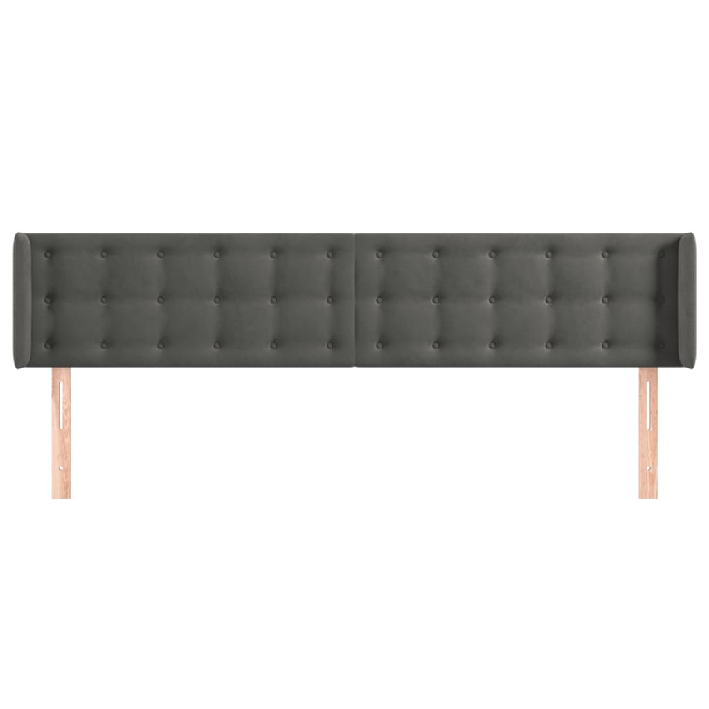 Hoofdbord Met Randen Fluweel 183 x 16 x 78/88 cm Donkergrijs