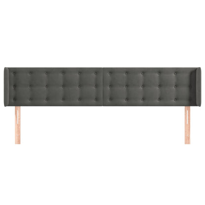 Hoofdbord Met Randen Fluweel 183 x 16 x 78/88 cm Donkergrijs