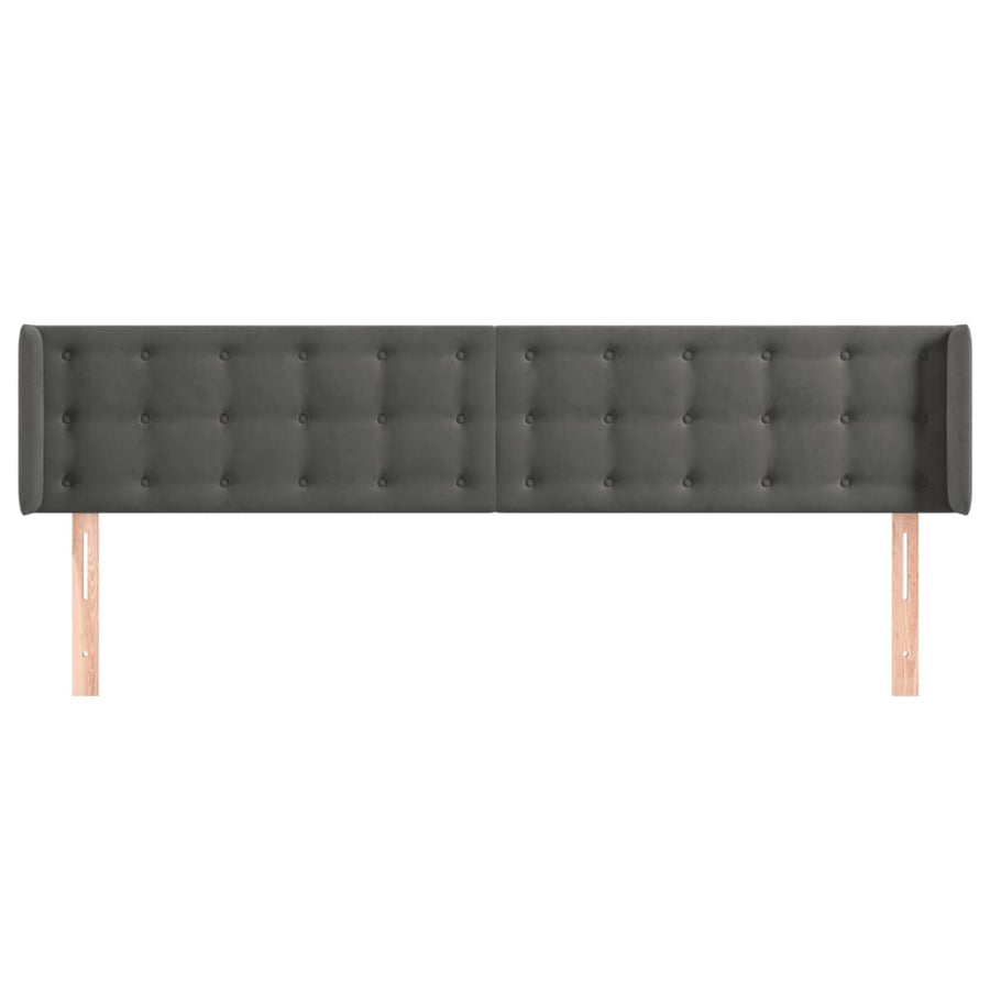 Hoofdbord Met Randen Fluweel 183 x 16 x 78/88 cm Donkergrijs