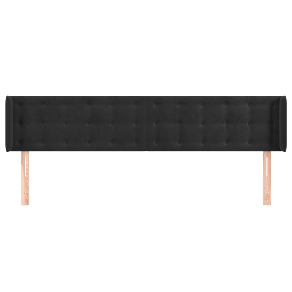 Hoofdbord Met Randen 183X16X78/88 Cm Fluweel Zwart 183 x 16 x 78/88 cm