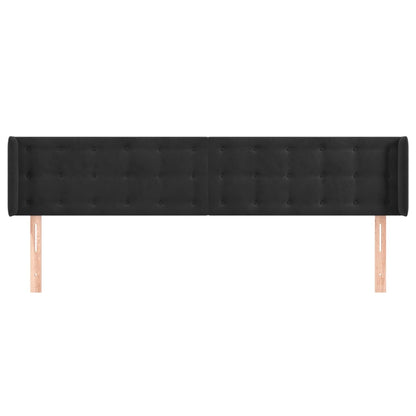 Hoofdbord Met Randen 183X16X78/88 Cm Fluweel Zwart 183 x 16 x 78/88 cm