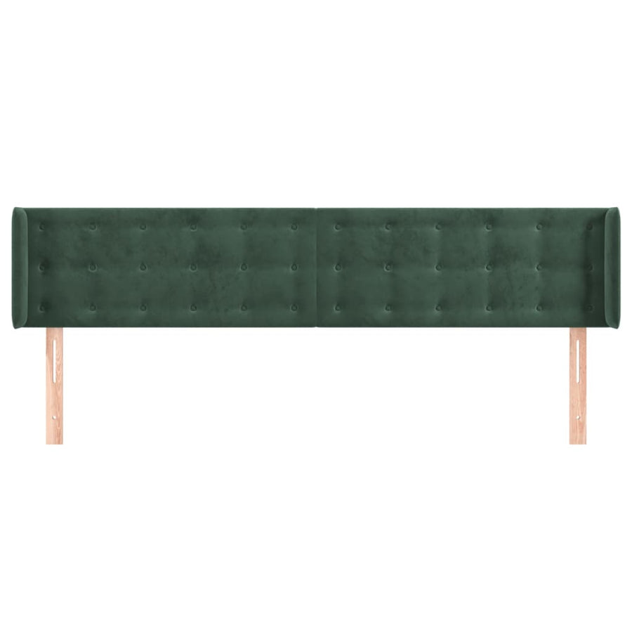 Hoofdbord Met Randen 183X16X78/88 Cm Fluweel Donkergroen 183 x 16 x 78/88 cm