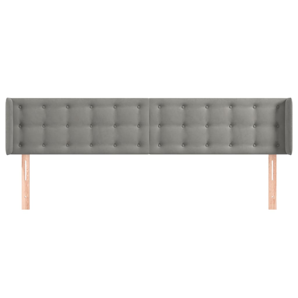 Hoofdbord Met Randen Fluweel 203 x 16 x 78/88 cm Lichtgrijs