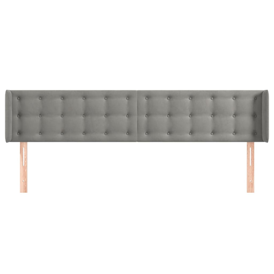 Hoofdbord Met Randen Fluweel 203 x 16 x 78/88 cm Lichtgrijs