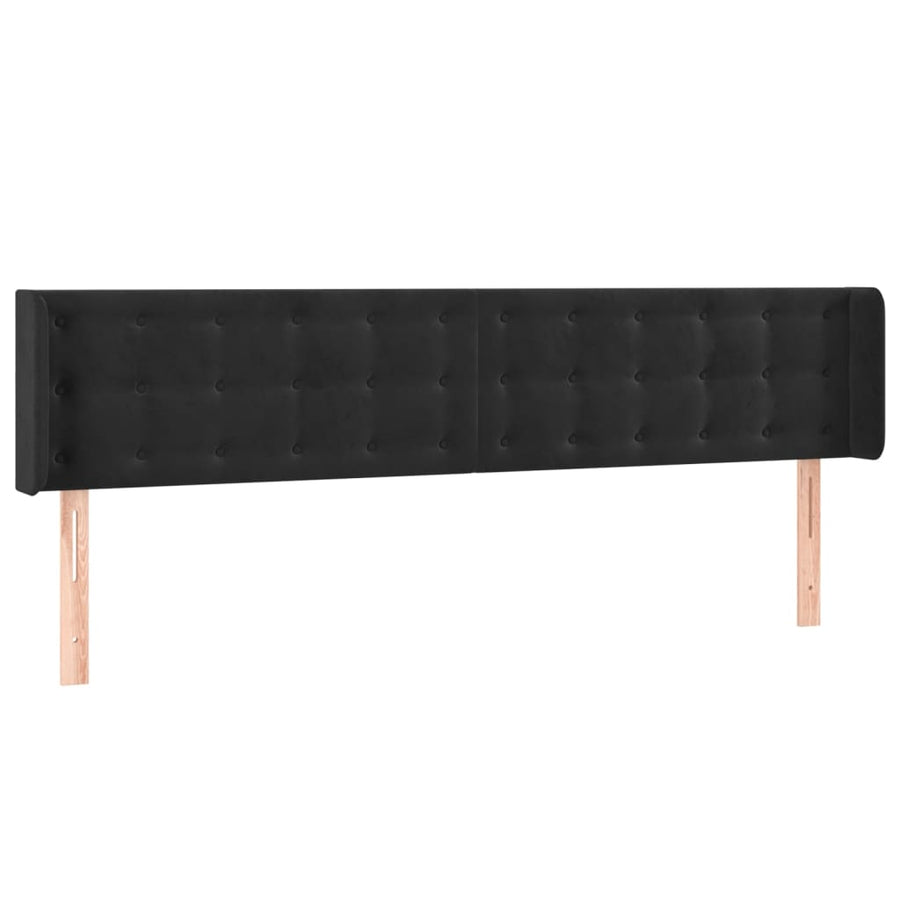 Hoofdbord Met Randen Fluweel 203 x 16 x 78/88 cm Zwart