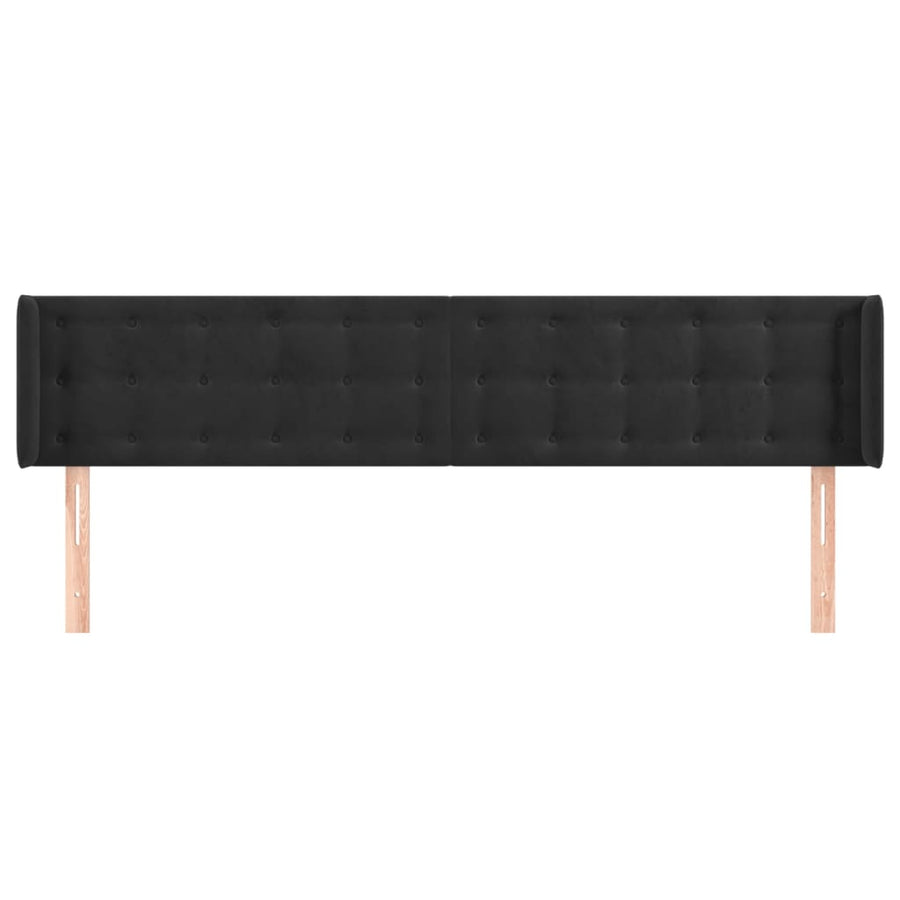 Hoofdbord Met Randen Fluweel 203 x 16 x 78/88 cm Zwart