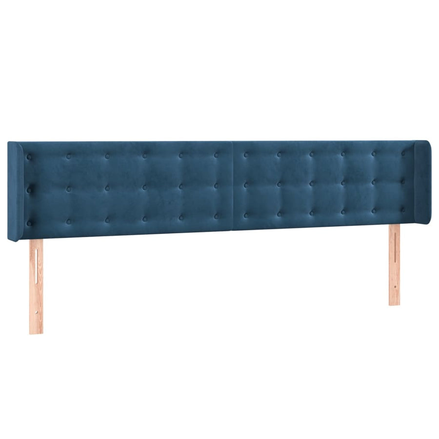 Hoofdbord Met Randen Fluweel 203 x 16 x 78/88 cm Donkerblauw