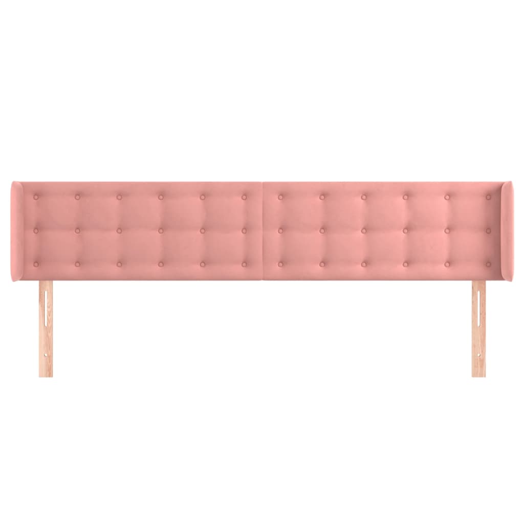 Hoofdbord Met Randen Fluweel 203 x 16 x 78/88 cm Roze