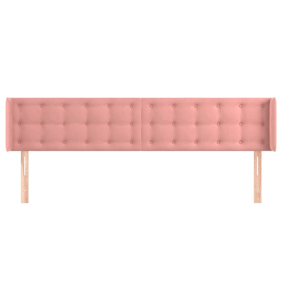 Hoofdbord Met Randen Fluweel 203 x 16 x 78/88 cm Roze