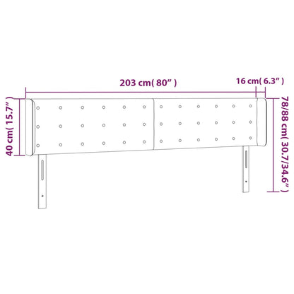Hoofdbord Met Randen Fluweel 203 x 16 x 78/88 cm Roze