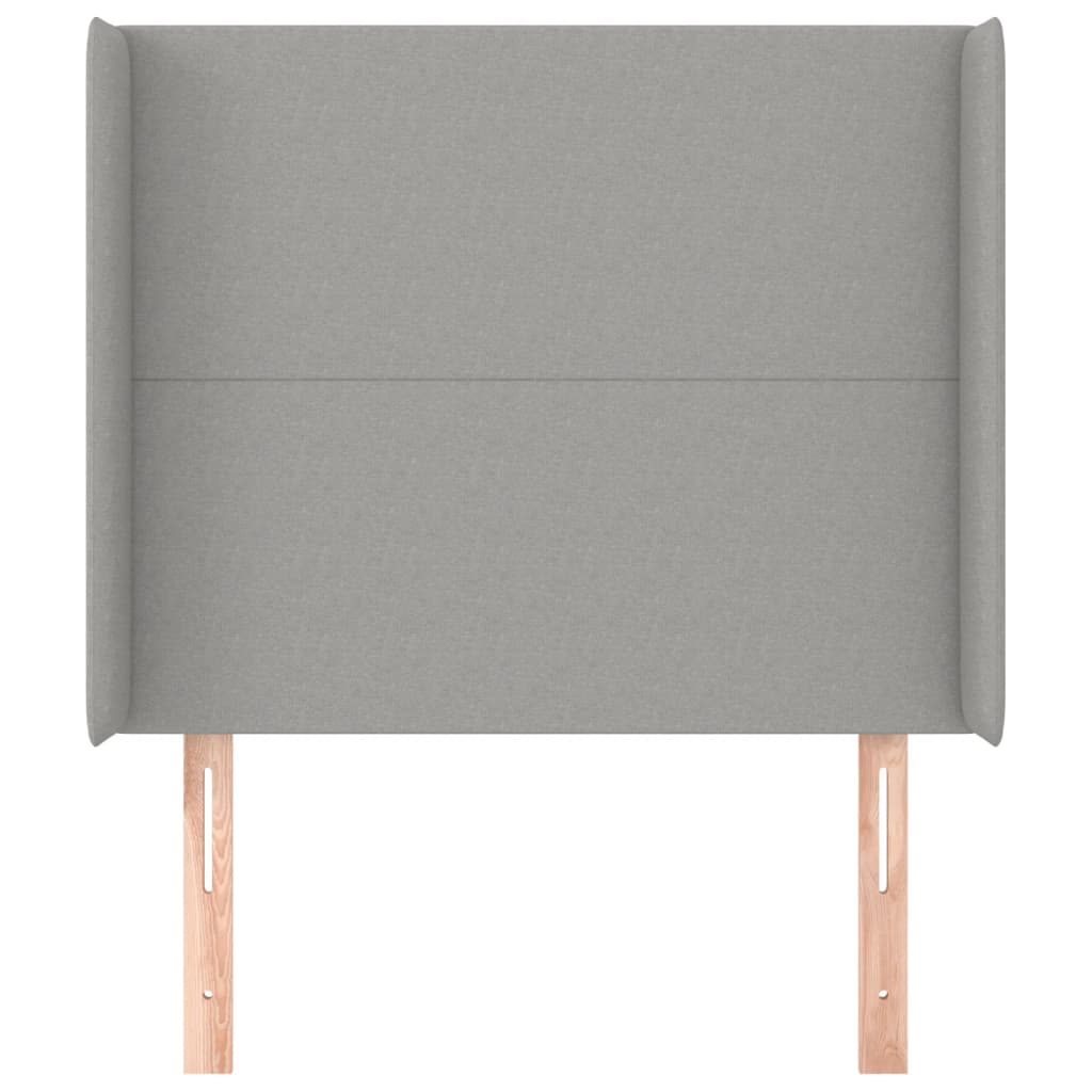 Hoofdbord met randen 83x16x118/128 cm stof lichtgrijs