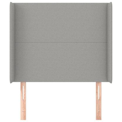 Hoofdbord met randen 83x16x118/128 cm stof lichtgrijs