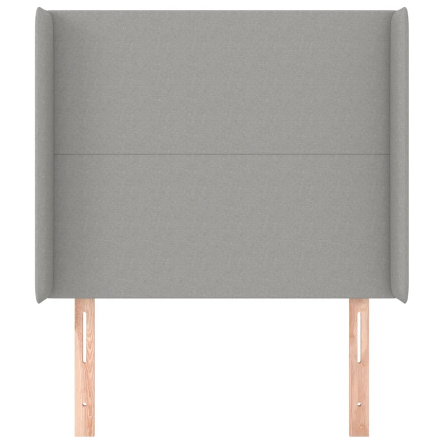 Hoofdbord met randen 83x16x118/128 cm stof lichtgrijs