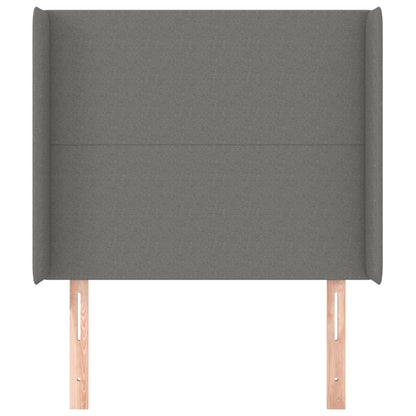 Hoofdbord met randen 83x16x118/128 cm stof donkergrijs