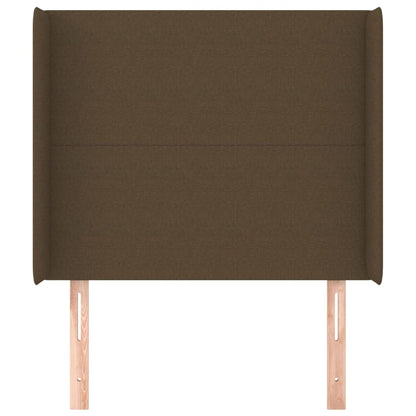 Hoofdbord met randen 83x16x118/128 cm stof donkerbruin
