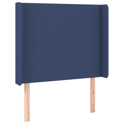 Hoofdbord Met Randen 83X16X118/128 Cm Stof Blauw 83 x 16 x 118/128 cm