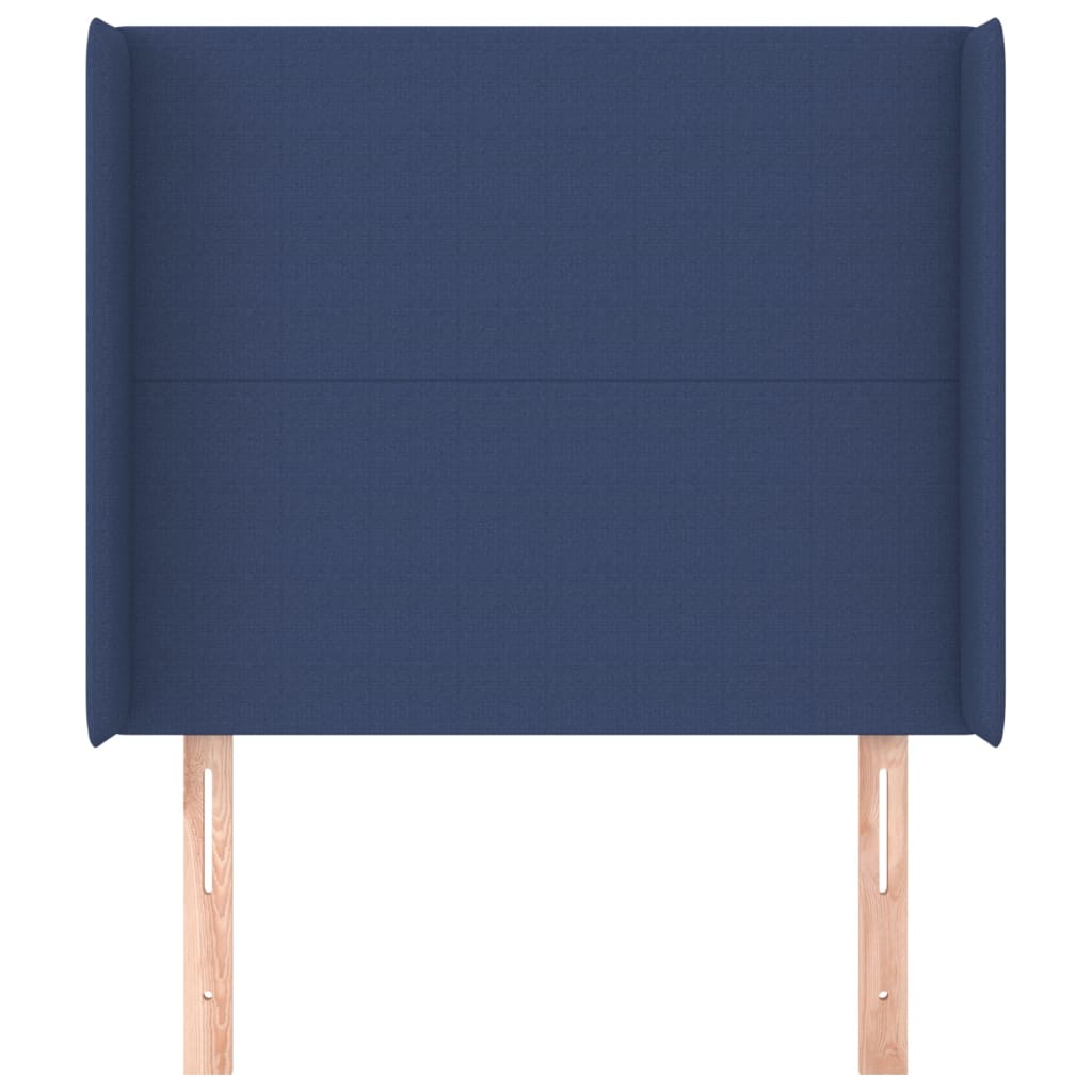 Hoofdbord Met Randen 83X16X118/128 Cm Stof Blauw 83 x 16 x 118/128 cm