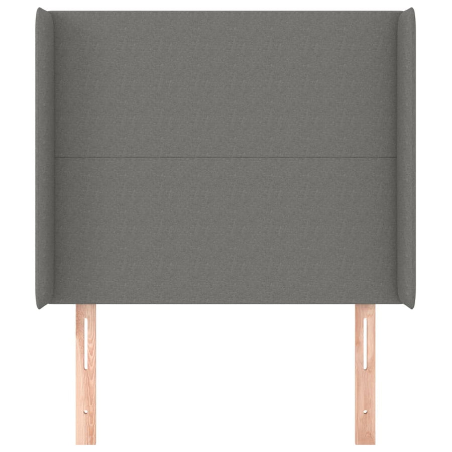 Hoofdbord met randen 93x16x118/128 cm stof donkergrijs