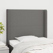 Hoofdbord stof donkergrijs 93x16x118/128 cm verstelbaar