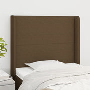 Hoofdbord stof donkerbruin 103x16x118/128 cm