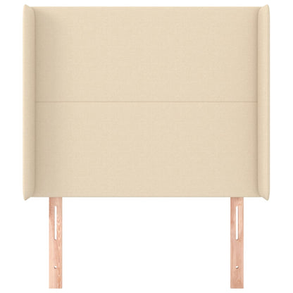 Hoofdbord met randen 103x16x118/128 cm stof crèmekleurig 103 x 16 x 118/128 cm Crème