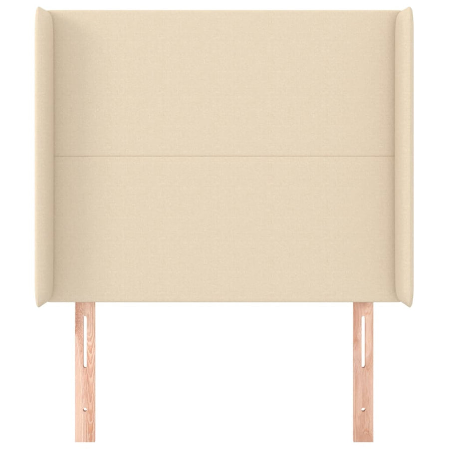 Hoofdbord met randen 103x16x118/128 cm stof crèmekleurig 103 x 16 x 118/128 cm Crème