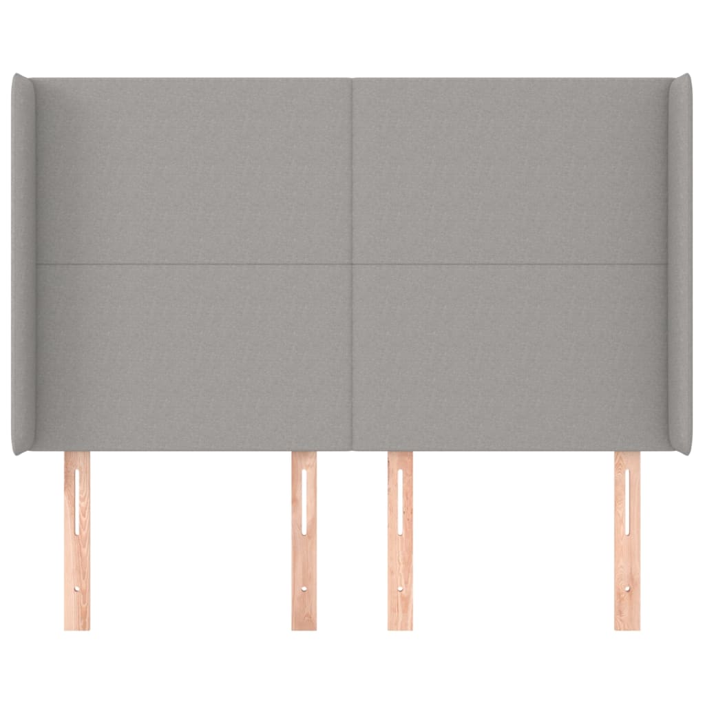 Hoofdbord met randen 147x16x118/128 cm stof lichtgrijs 147 x 16 x 118/128 cm Lichtgrijs