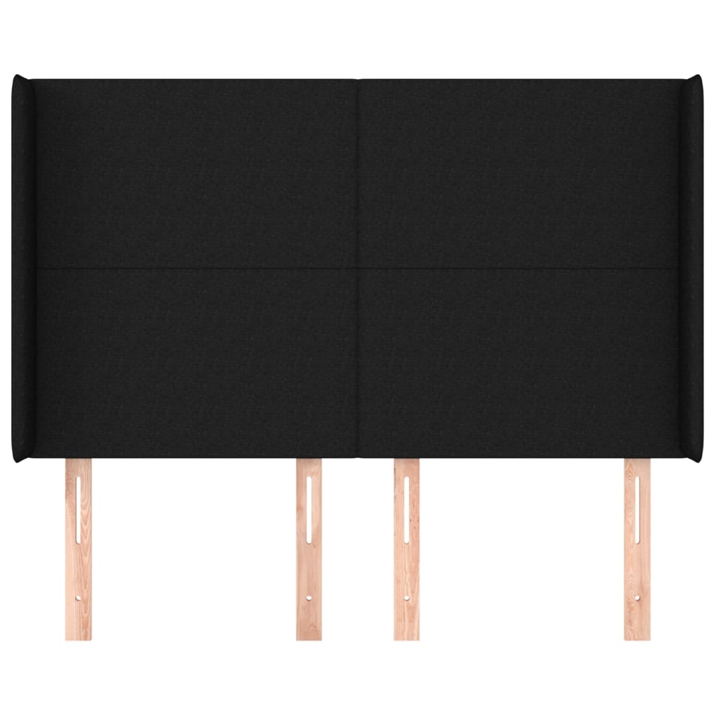 Hoofdbord Met Randen Stof 147 x 16 x 118/128 cm Zwart