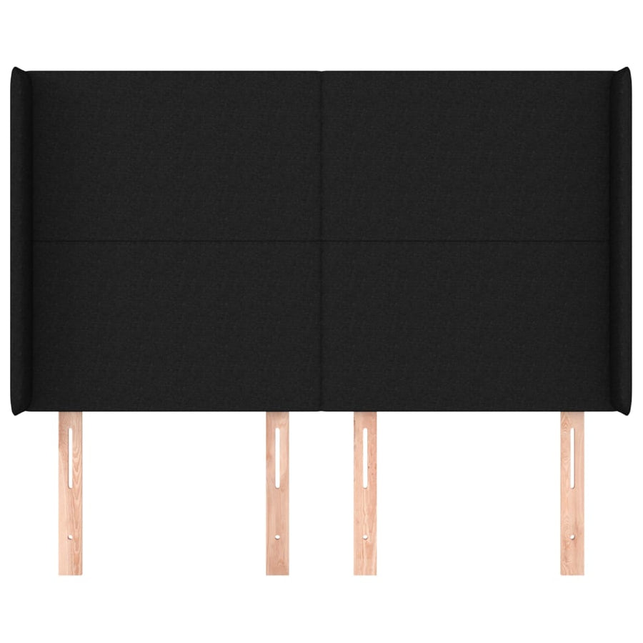 Hoofdbord Met Randen Stof 147 x 16 x 118/128 cm Zwart