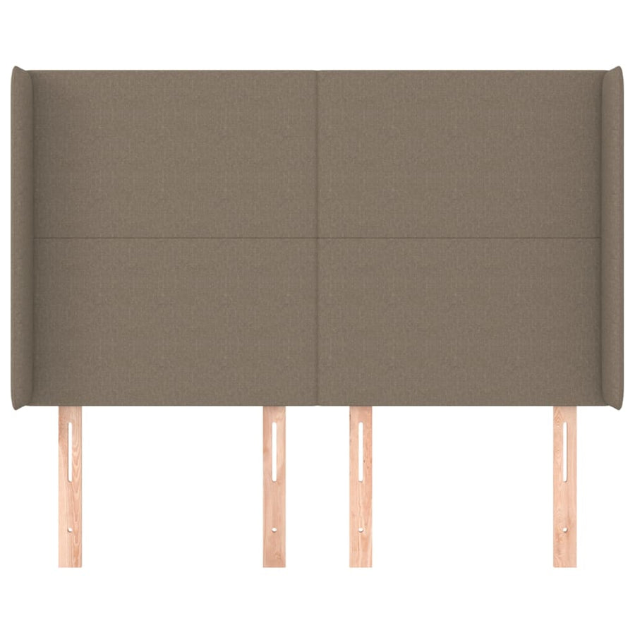 Hoofdbord met randen 147x16x118/128 cm stof taupe 147 x 16 x 118/128 cm Taupe