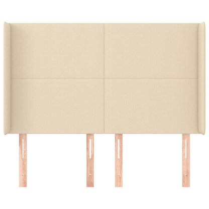 Hoofdbord met randen 147x16x118/128 cm stof crèmekleurig 147 x 16 x 118/128 cm Crème