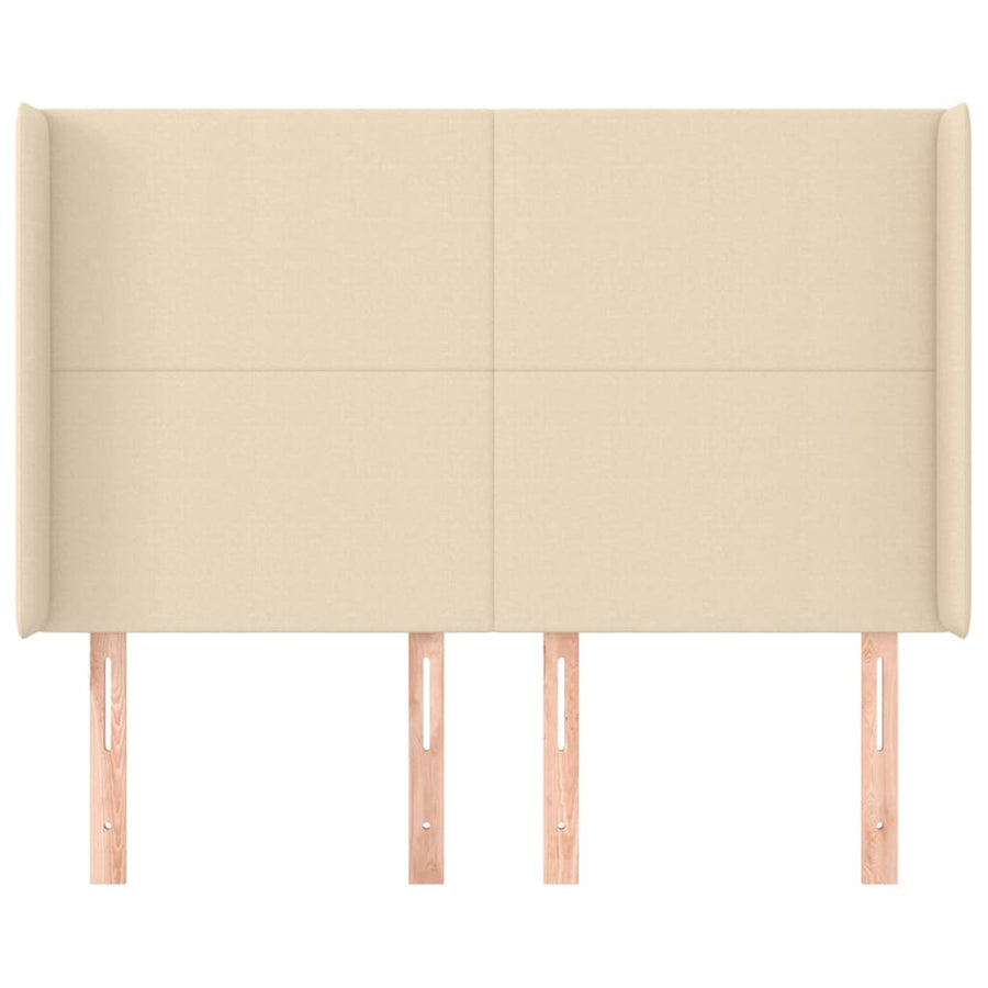 Hoofdbord met randen 147x16x118/128 cm stof crèmekleurig 147 x 16 x 118/128 cm Crème