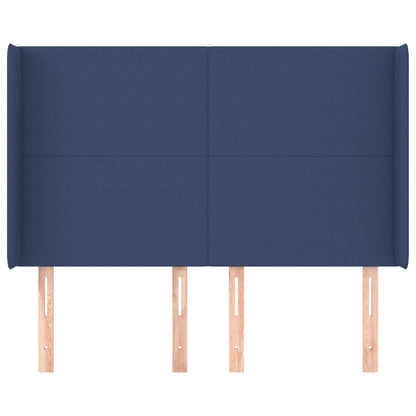 Hoofdbord Met Randen Stof 147 x 16 x 118/128 cm Blauw