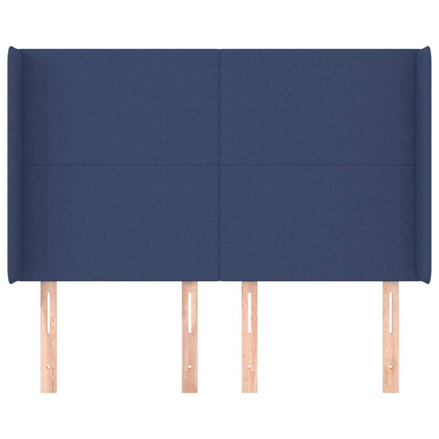 Hoofdbord Met Randen Stof 147 x 16 x 118/128 cm Blauw