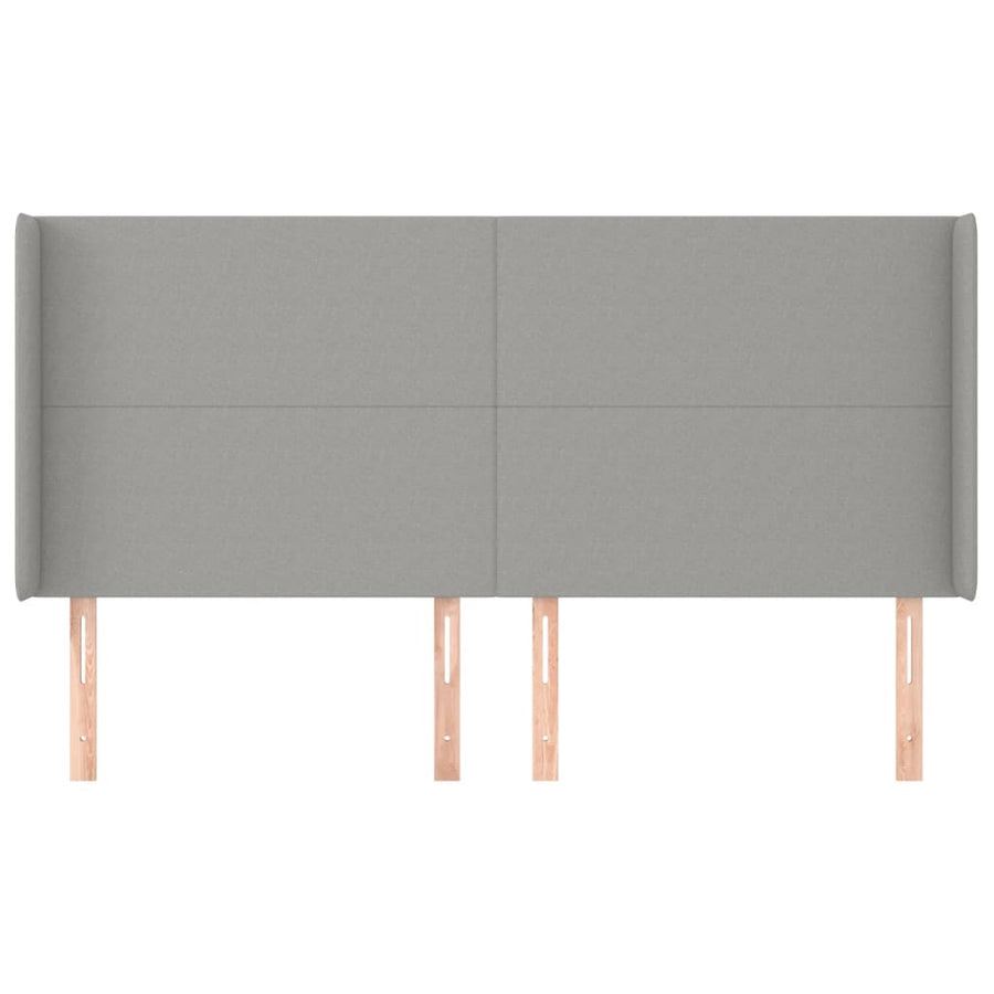 Hoofdbord met randen 163x16x118/128 cm stof lichtgrijs