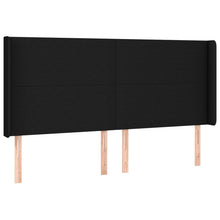Hoofdbord met randen 163x16x118/128 cm stof zwart