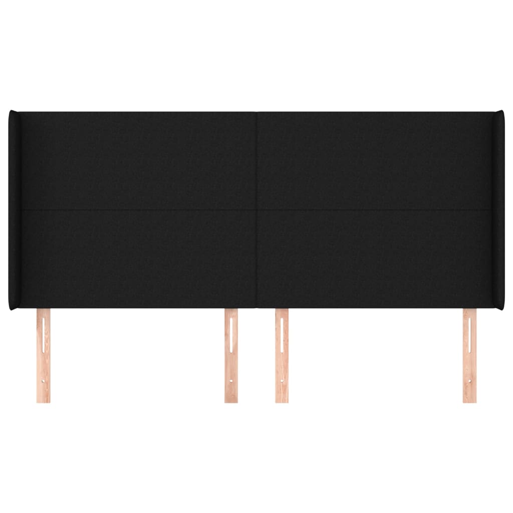 Hoofdbord met randen 163x16x118/128 cm stof zwart