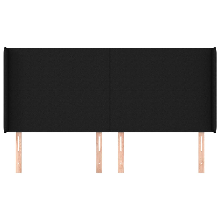 Hoofdbord met randen 163x16x118/128 cm stof zwart