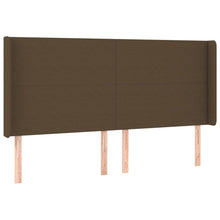 Hoofdbord met randen 163x16x118/128 cm stof donkerbruin